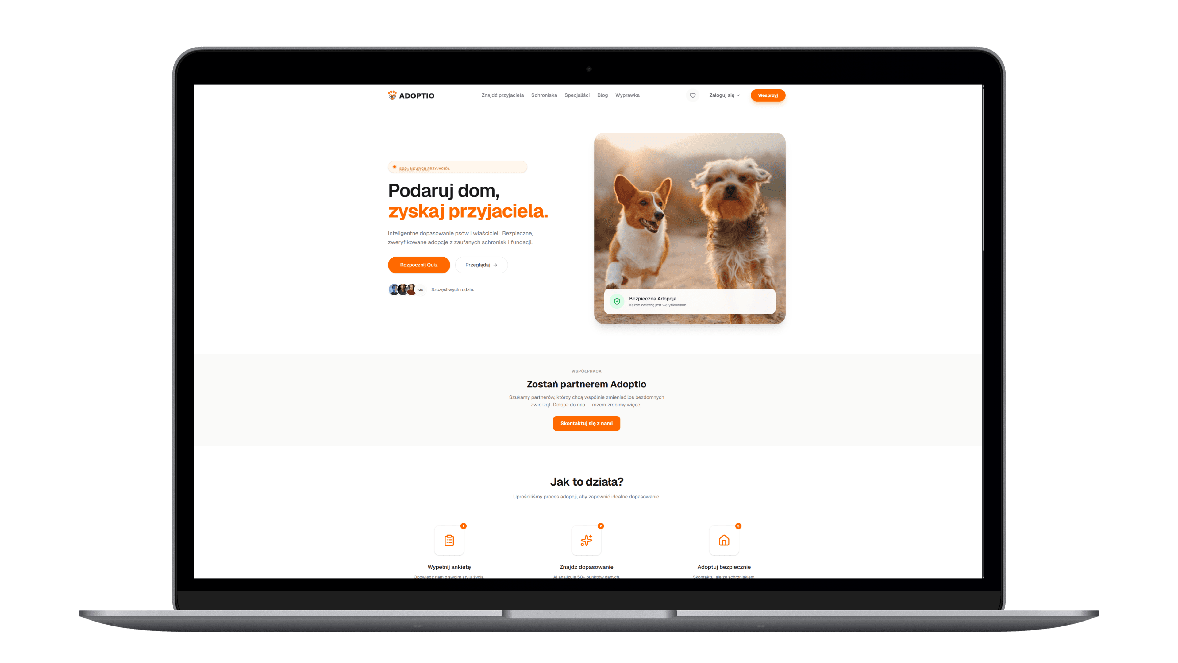 Adoptio homepage with the smart matching algorithm