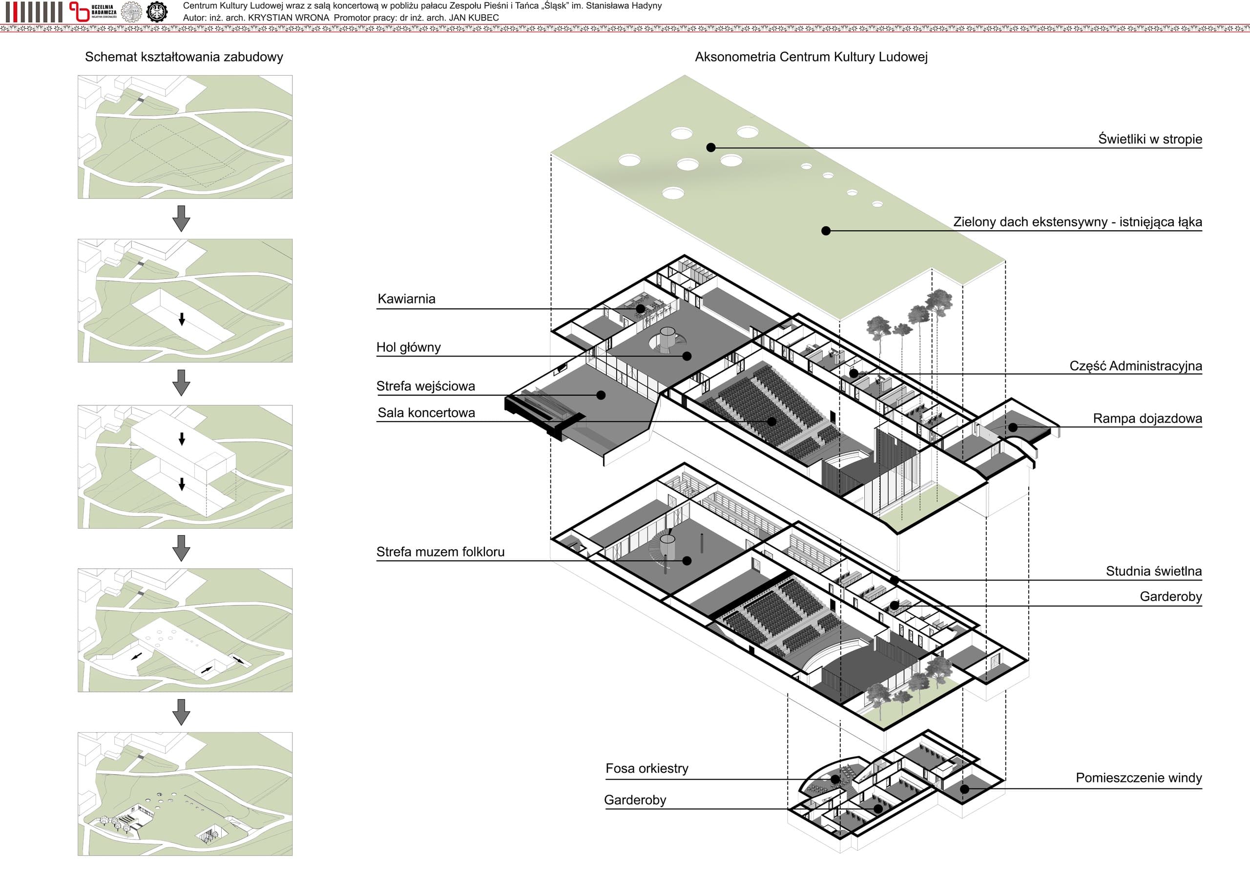 Folk Culture Center — exploded axonometric drawing