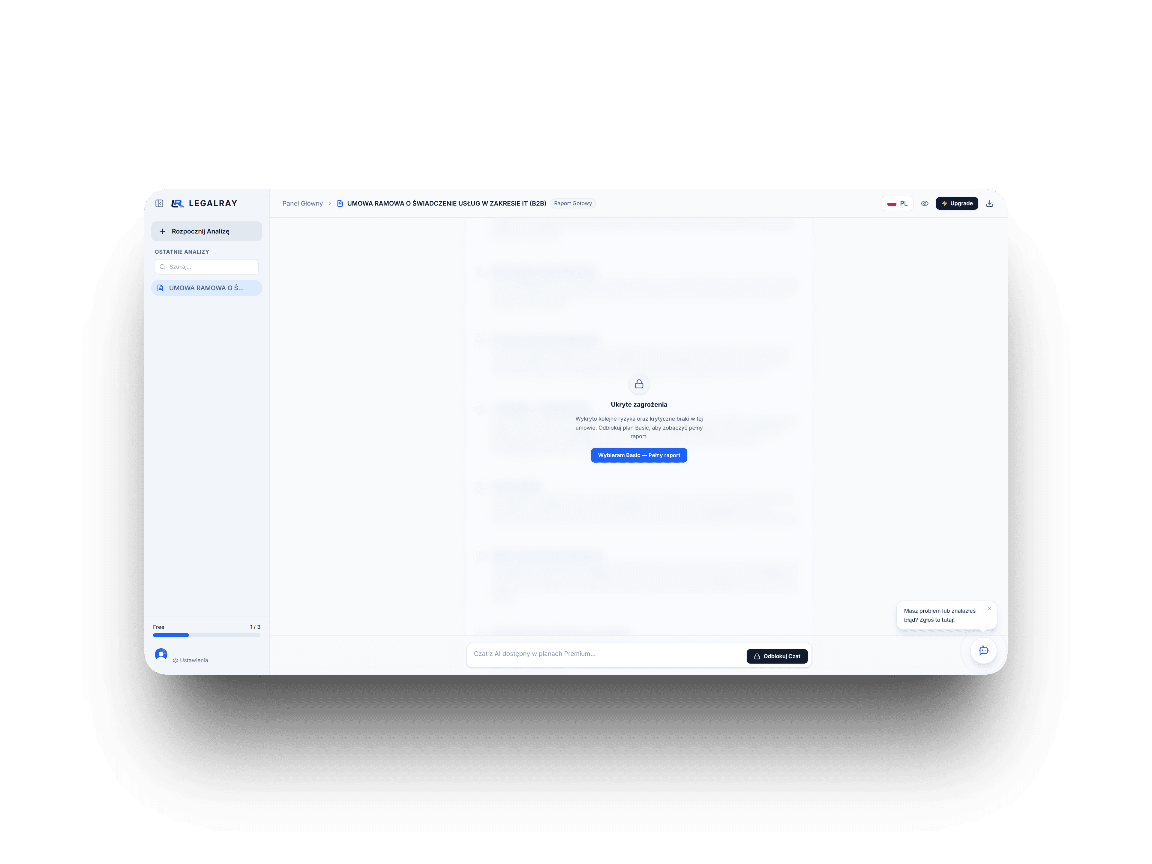 LegalRay blurred-risk paywall